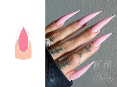 unghie color naturale stiletto